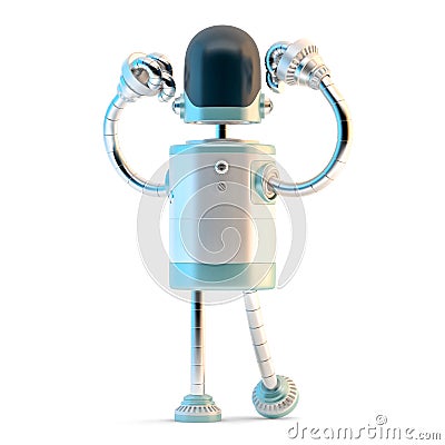 Powerful robot. 3D illustration. Isolated on white Cartoon Illustration