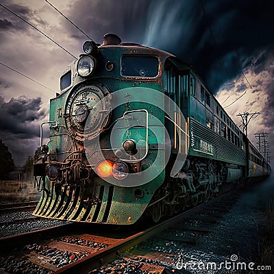 The Powerful Steam Locomotives of the Past, generative ai Stock Photo