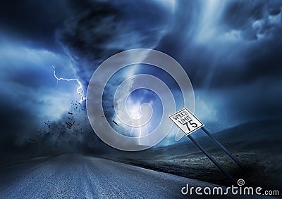 Powerful Storm and Tornado Stock Photo