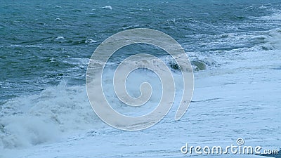 Powerful Stormy Sea Waves. Climate Change Effect On The Weather Crating Massive Sea Waves. Static. Stock Photo