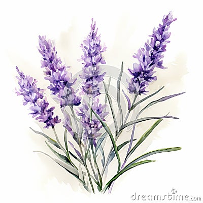 Powerful Symbolism: Lavender Flowers In Watercolor Illustration Cartoon Illustration