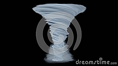 Powerful Tornado. Flowing smoke. Hurricane. Tornado isolated on black background. 3D illustration Cartoon Illustration