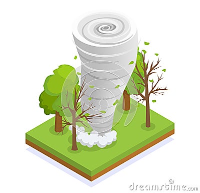 Tornado Isometric Composition Vector Illustration