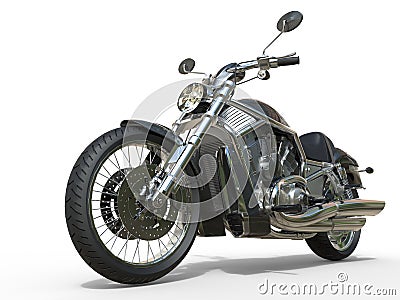 Powerful Vintage Motorcycle - Closeup Stock Photo