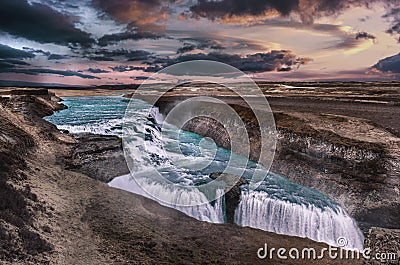 Gulfoss waterfall in Iceland Stock Photo
