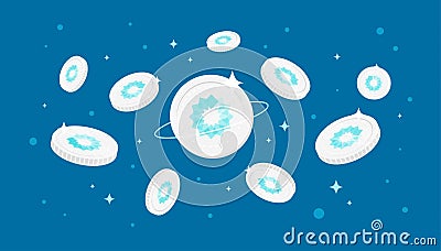 Powerledger POWR coins falling from the sky. POWR cryptocurrency concept banner background Vector Illustration