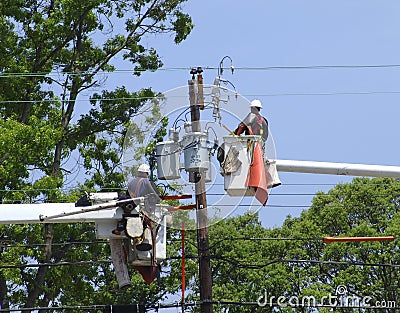 Powerline Maintenance Stock Photo