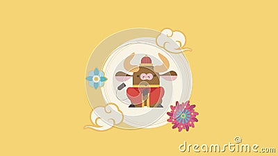 Happy Chinese New Year 2021 Year of the Ox Vector Illustration