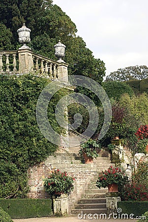 Powis castle garden stairway in England Stock Photo