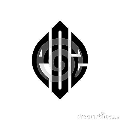 POZ circle letter logo design with circle and ellipse shape. POZ ellipse letters with typographic style. The three initials form a Vector Illustration