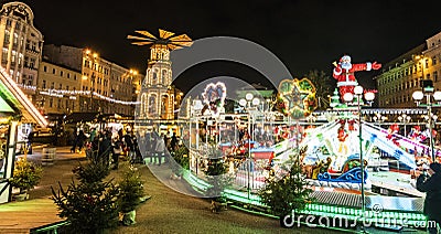 Poznan Bethlehem or Poznan Christmas Market. Residents and tourists visit the Christmas market in Poznan. Poland Editorial Stock Photo