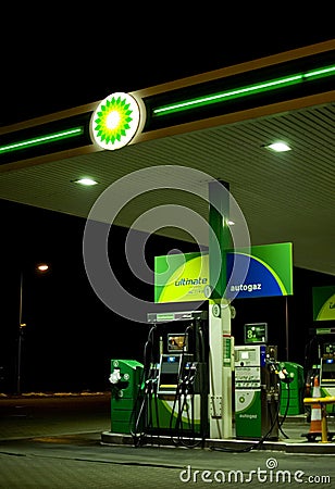 Poznan, Poland - January 2023: BP gas station sign displayed outside Editorial Stock Photo
