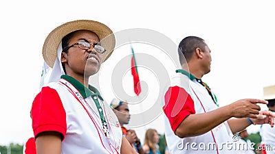 Poznan, POLAND - JULY 24, 2016: pilgrims praying, dancing and singing during Days In Dioceses just before The World Youth Day in Editorial Stock Photo
