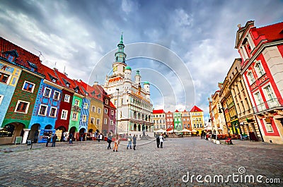 Poznan, Posen market square, old town, Poland. Editorial Stock Photo