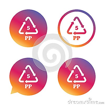 PP 5 icon. Polypropylene thermoplastic polymer. Vector Illustration