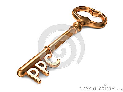 PPC - Golden Key. Stock Photo