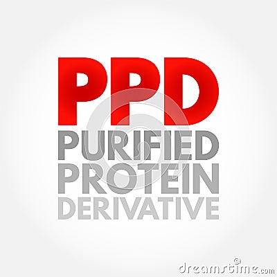 PPD Purified Protein Derivative - test used to detect if you have a tuberculosis infection, acronym text concept background Stock Photo