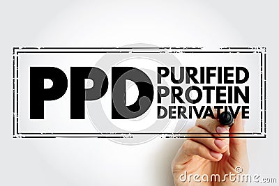 PPD Purified Protein Derivative - test used to detect if you have a tuberculosis infection, acronym text stamp concept background Stock Photo