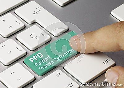 PPD Purified Protein Derivative - Inscription on Green Keyboard Key Stock Photo