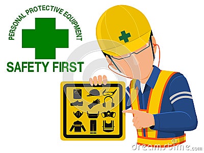 PPE Safety caution Vector Illustration