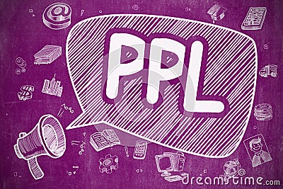 PPL - Cartoon Illustration on Purple Chalkboard. Stock Photo