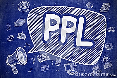 PPL - Hand Drawn Illustration on Blue Chalkboard. Stock Photo