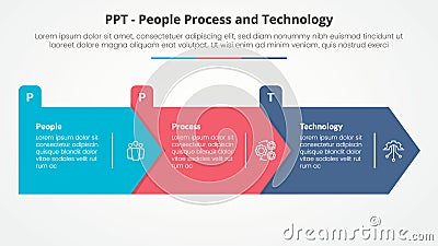 PPT framework infographic concept for slide presentation with big arrow rectangle shape right direction with 3 point list with Stock Photo