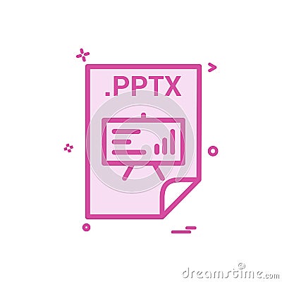 PPTX application download file files format icon vector design Vector Illustration