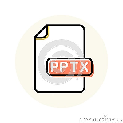 PPTX file format, extension color line icon Vector Illustration