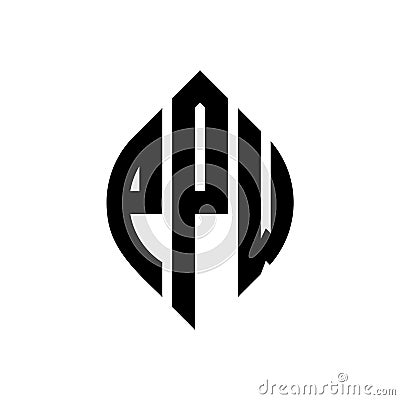 PPW circle letter logo design with circle and ellipse shape. PPW ellipse letters with typographic style. The three initials form a Vector Illustration