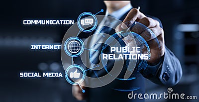 PR Public relations concept. Communication advertising marketing strategy. Stock Photo