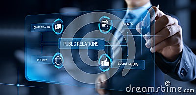 PR Public relations concept. Communication advertising marketing strategy. Stock Photo