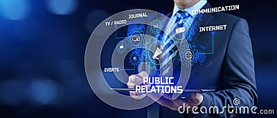 PR Public relations concept. Communication advertising marketing strategy Stock Photo