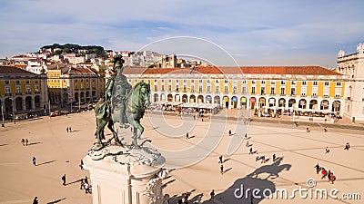 Praca Commercio Lisbon aerial view at evening Editorial Stock Photo