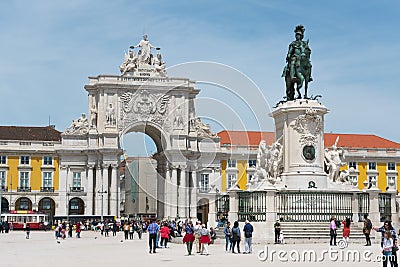 Praca do Comercio & x28;Commerce Square& x29; in Lisbon Editorial Stock Photo