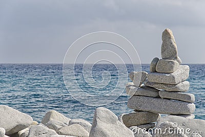 Practical demonstration of harmonious equilibrium Stock Photo