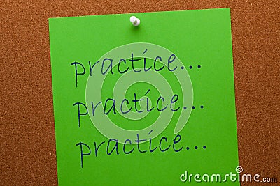 Practice Message On Cork Board Stock Photo