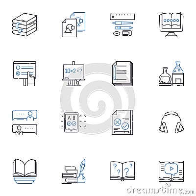 Practice-rehearsal line icons collection. Drill, Run-through, Reiteration, Training, Refinement, Preparation, Rehearse Vector Illustration