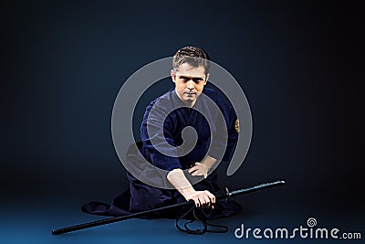 Practicing kendo Stock Photo