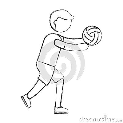 practicing volleyball avatar Vector Illustration