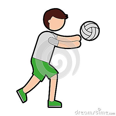practicing volleyball avatar Vector Illustration
