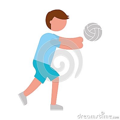 practicing volleyball avatar Vector Illustration