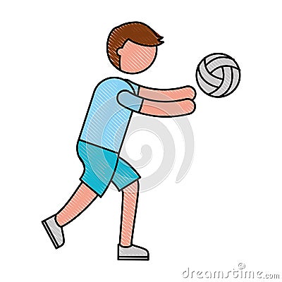 practicing volleyball avatar Vector Illustration