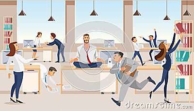 Office worker meditating at workplace vector Vector Illustration