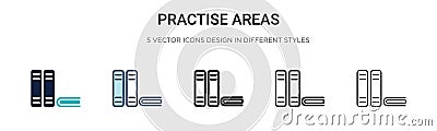 Practise areas icon in filled, thin line, outline and stroke style. Vector illustration of two colored and black practise areas Vector Illustration