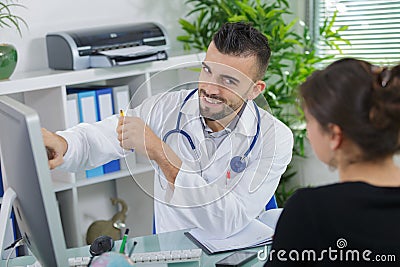 Practitioner showing positive result Stock Photo