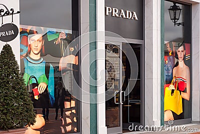 Prada Luxury Fashion boutique Editorial Stock Photo