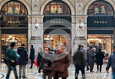 Prada shop in Milan Editorial Stock Photo