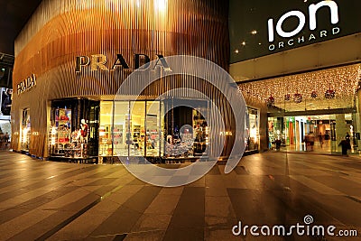 Prada Store at Orchard Ion Editorial Stock Photo