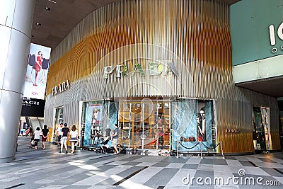 Prada Store at Orchard Ion Editorial Stock Photo